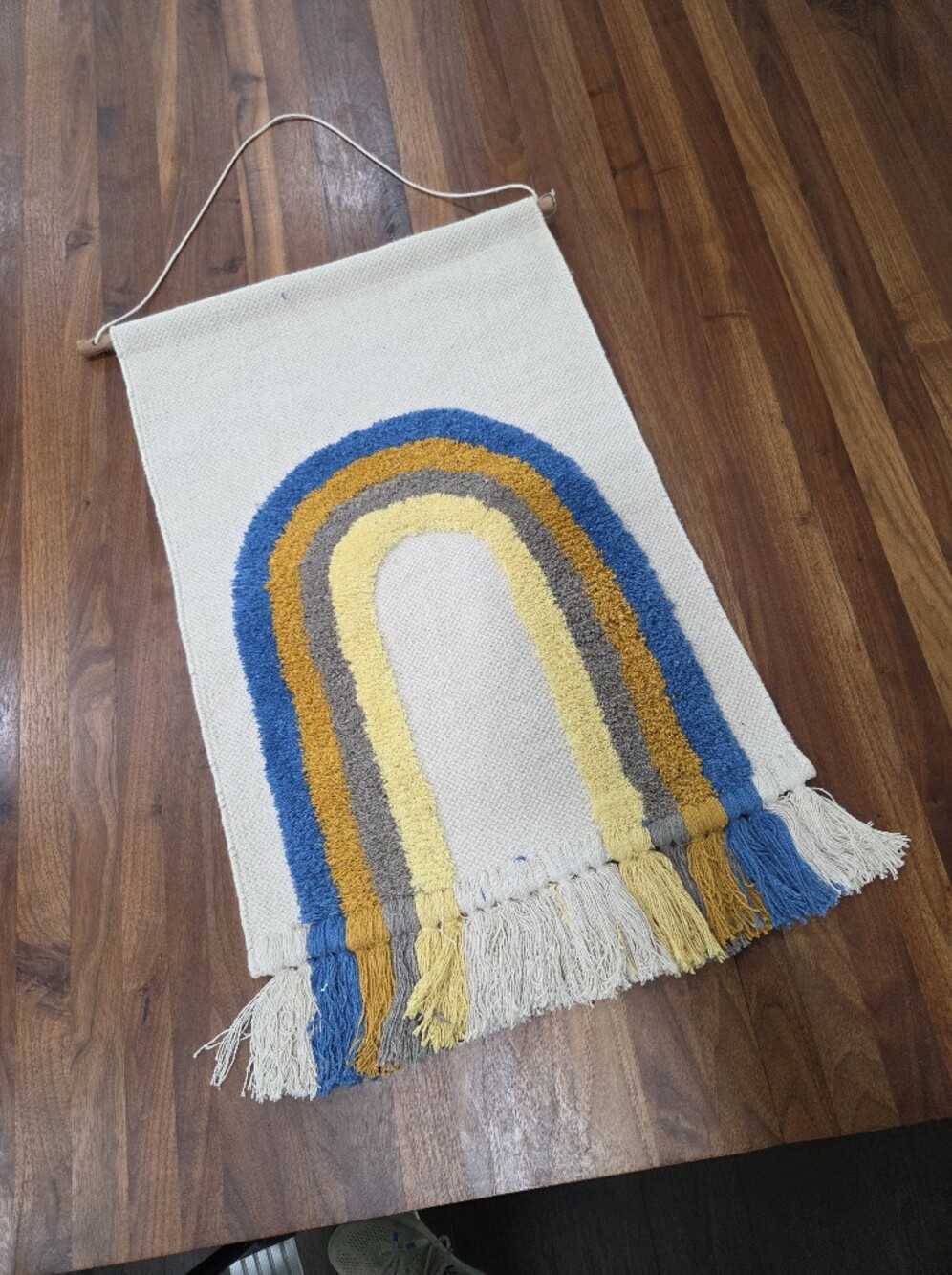 Neutral Rainbow Wall Hanging Tapestry Boho Fringe